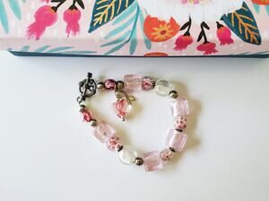 Pink Breast Cancer Awareness Glass Beaded Bracelet